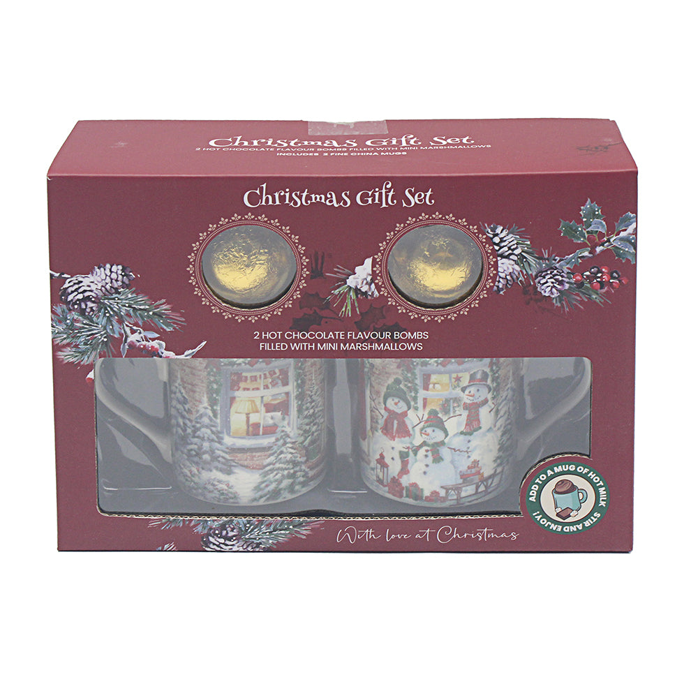 Christmas Mug & Chocolate Bomb Gift Set for 2 - Snowman