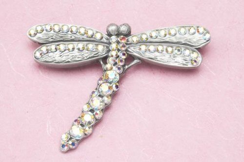 English Pewter Brooch - Jewelled Dragonfly