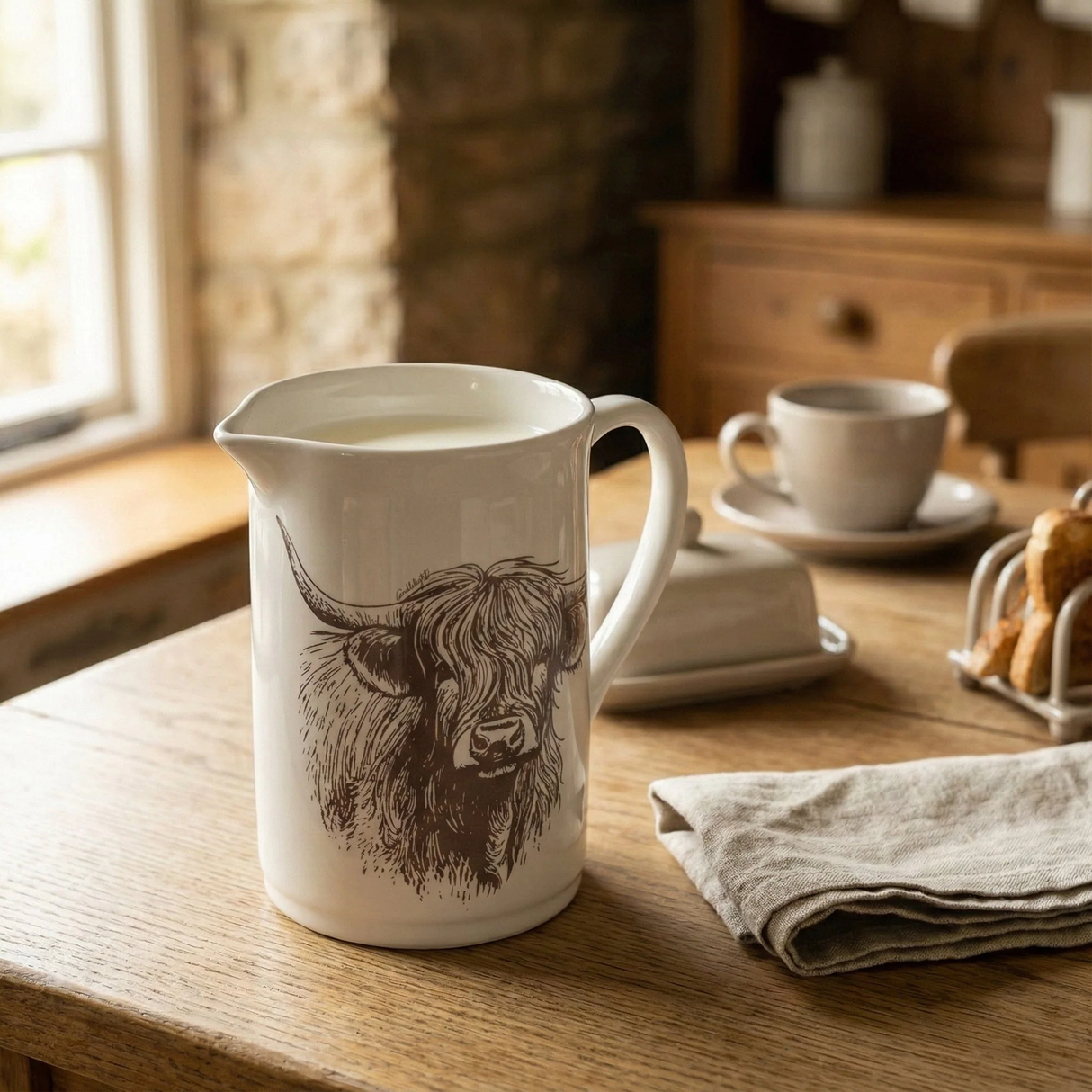 Ceramic Jug 18.5cm - Highland Cow lifestyle
