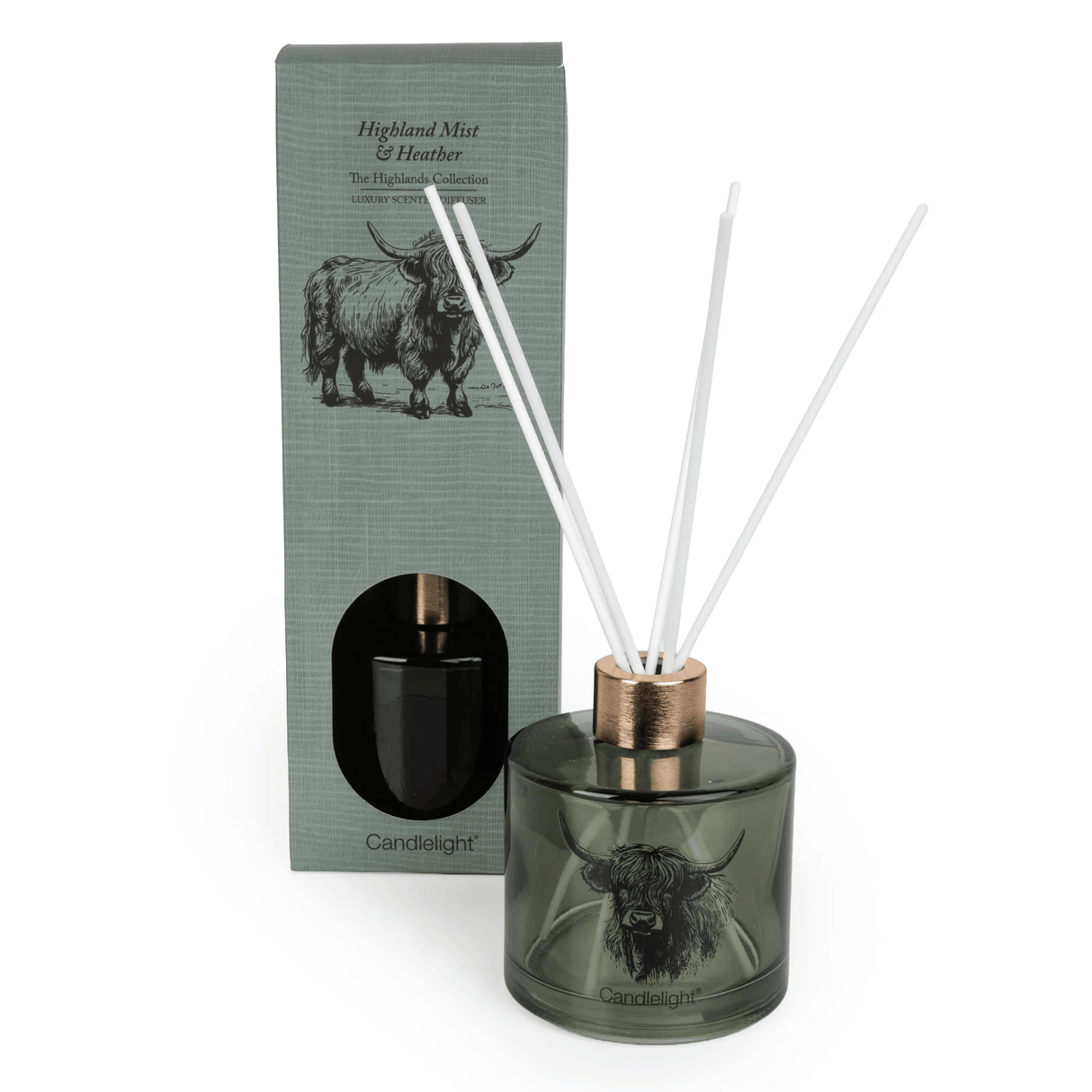 Candlelight Highland Cow 200ml Reed Diffuser - Highland Mist