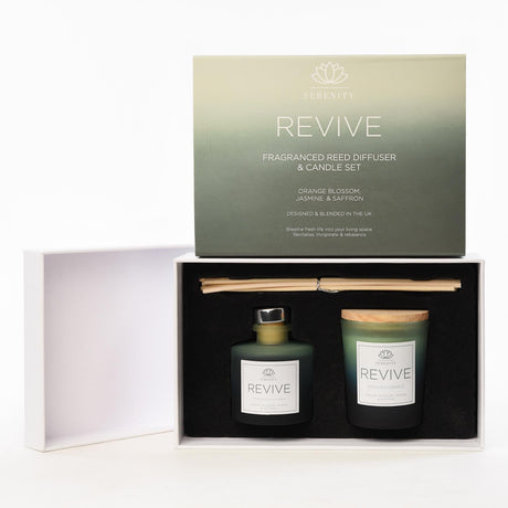 Sophia Serenity Revive Mini Candle & Reed Diffuser Gift Set - Orange Blossom, Jasmine & Saffron