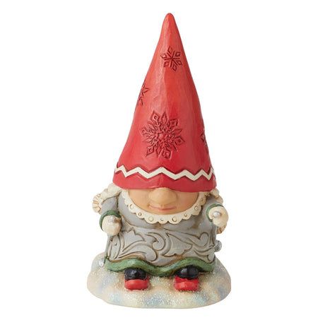 Heartwood Creek Christmas Gnome Skier with Braids Figurine