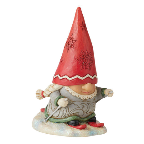 Heartwood Creek Christmas Gnome Skier with Braids Figurine