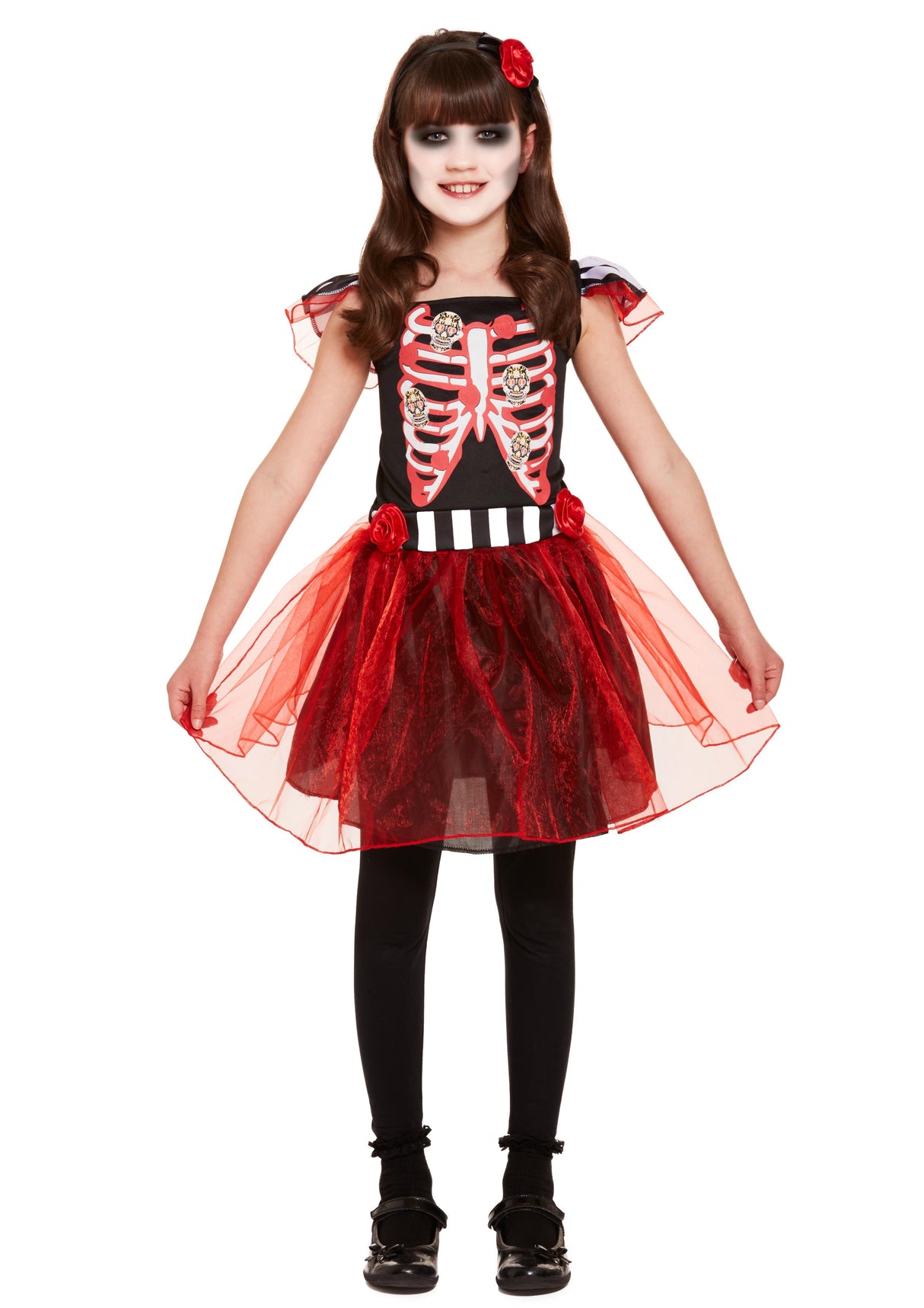 Childs Skeleton Girl Costume Age 4-12 Years