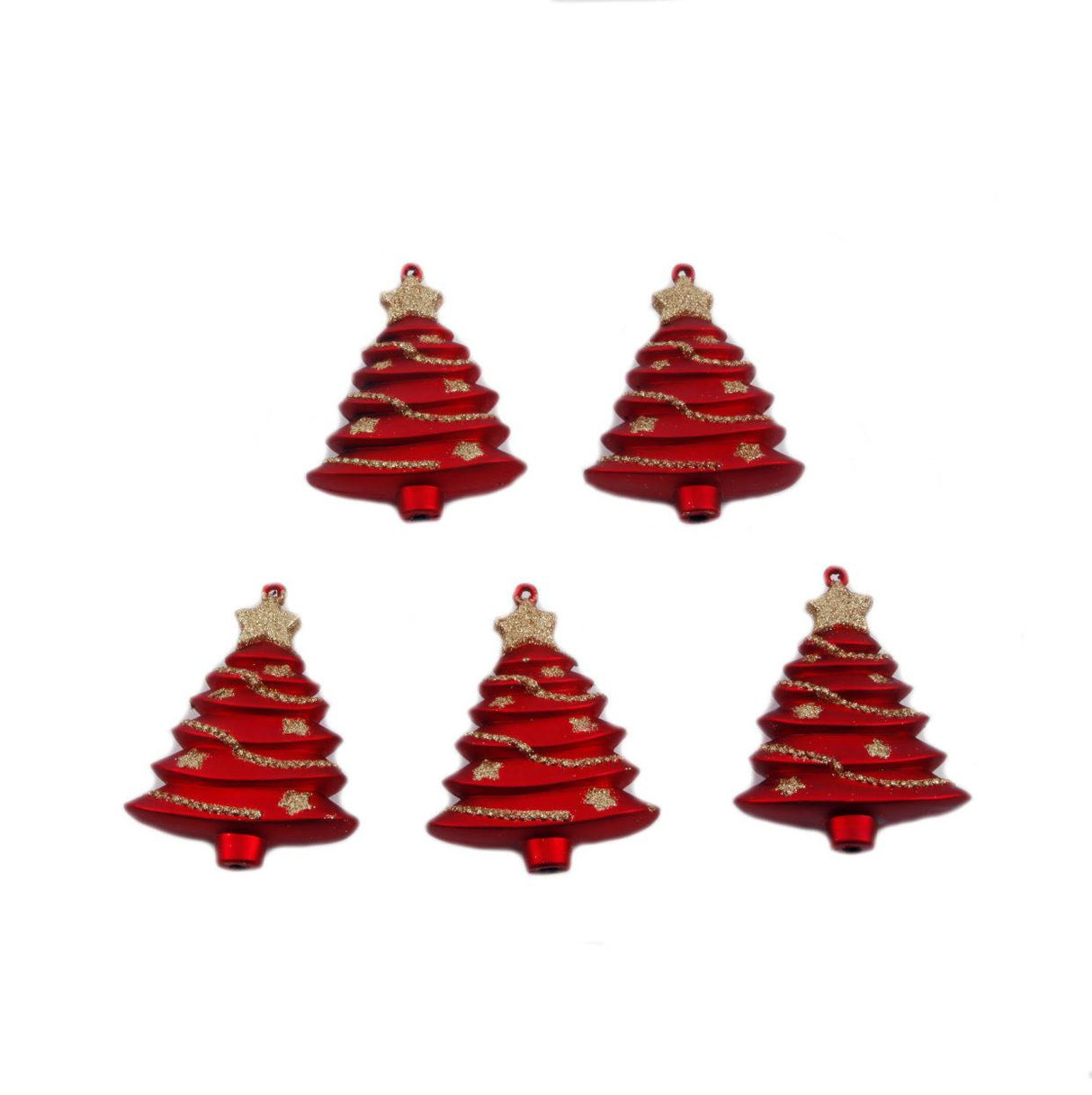 Christmas Tree Hanging Decorations - Red or Gold Christmas Tree Pack of 5