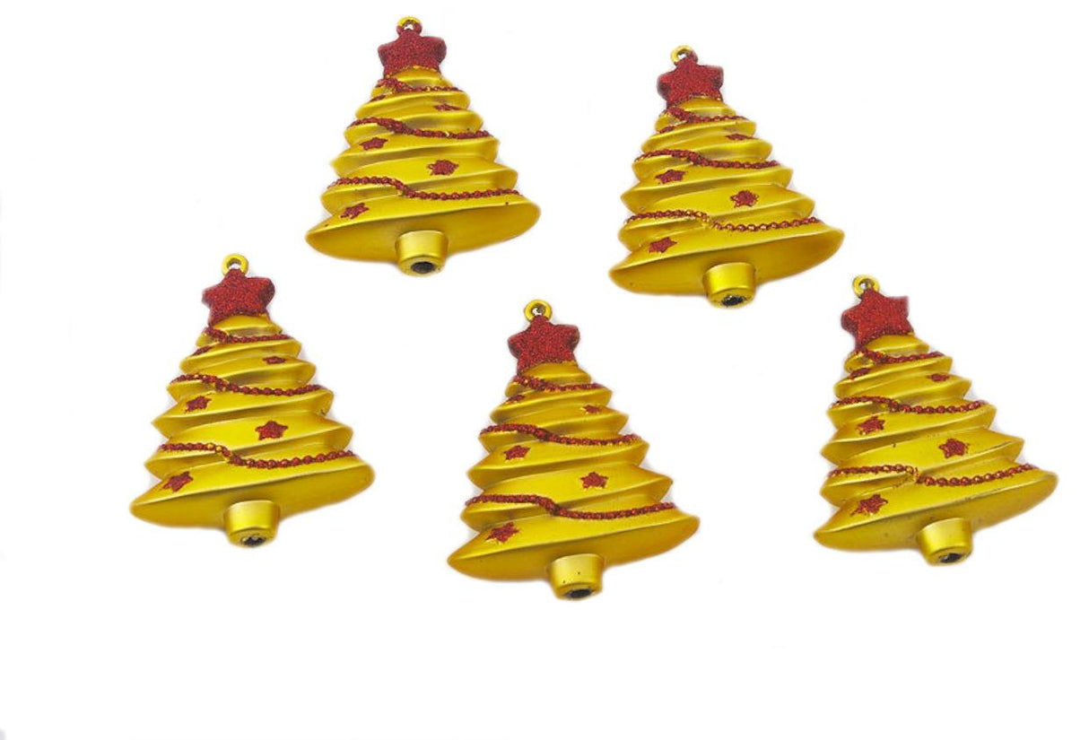 Christmas Tree Hanging Decorations - Red or Gold Christmas Tree Pack of 5