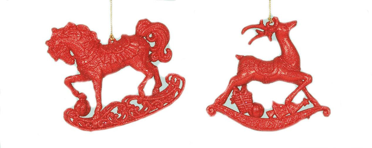 Christmas Tree Hanging Decorations - Rocking Horse & Deer Pack of 2
