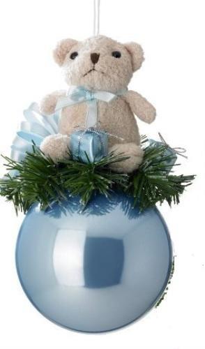 Weiste Christmas Tree Decoration - Teddy Bear on Blue Bauble
