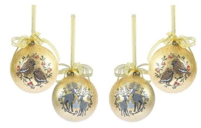 Weiste Christmas Tree Decorations Set of 4 - Bird Reindeer Gold