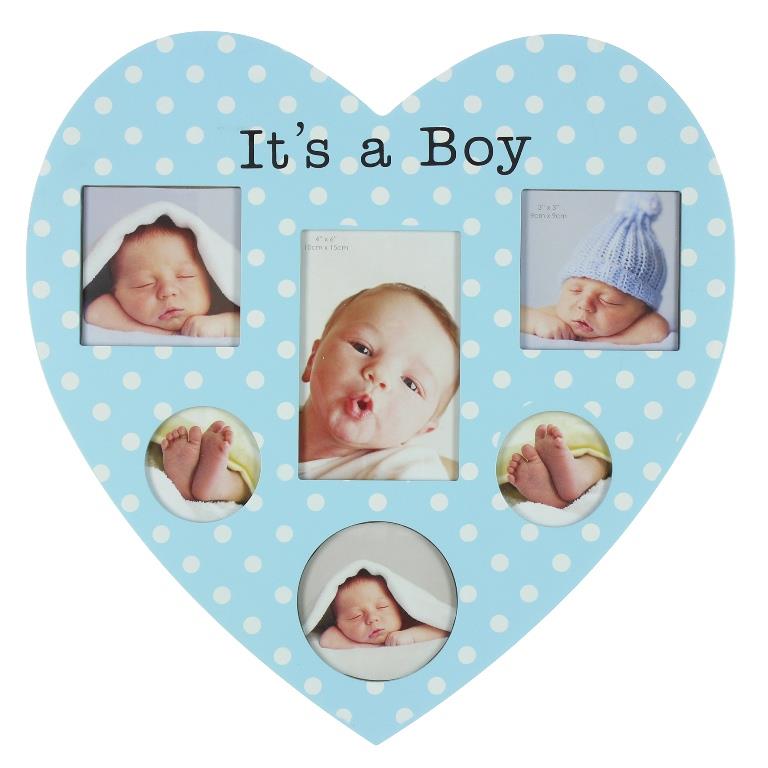 Juliana Impressions New Baby Heart Shaped Collage Photo Frame - Boy