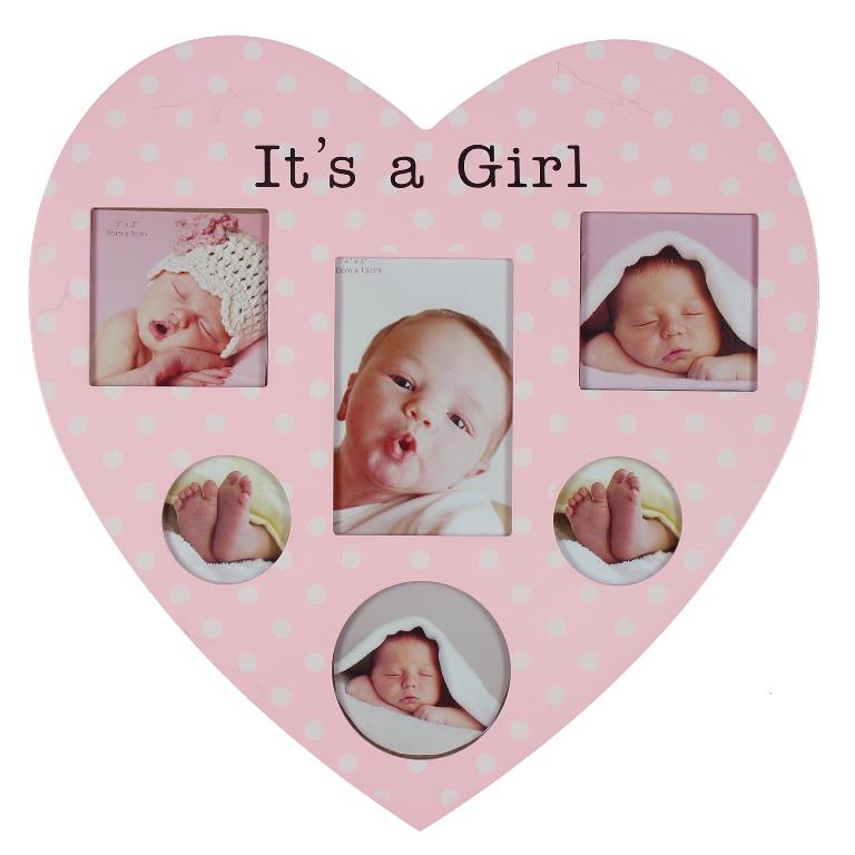 Juliana Impressions New Baby Heart Shaped Collage Photo Frame - Girl