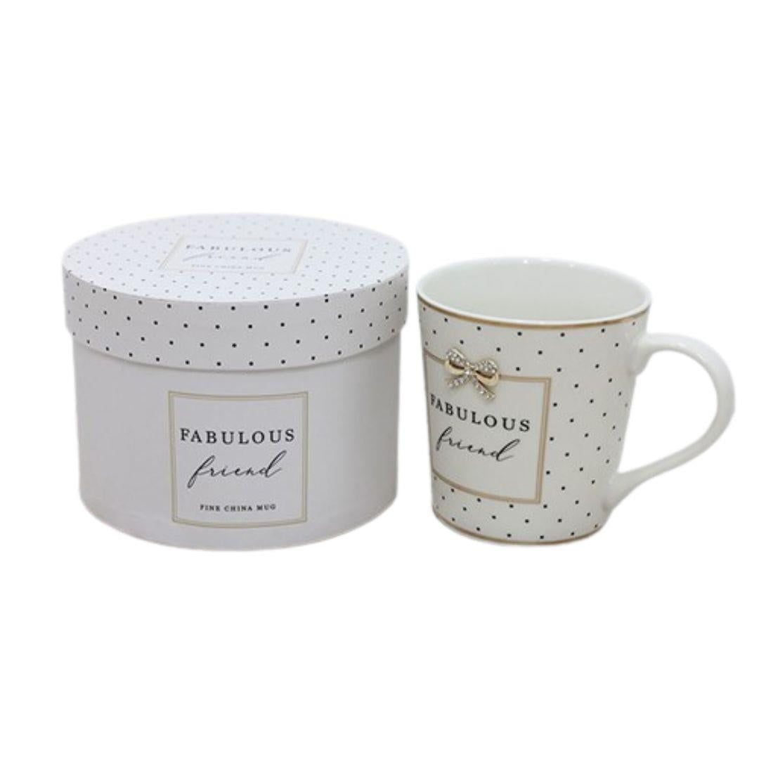 Fine China Mug with Encrusted Bow Embellishment