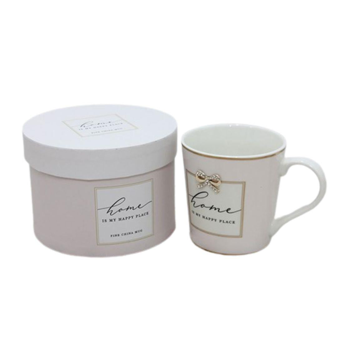 Fine China Mug with Encrusted Bow Embellishment