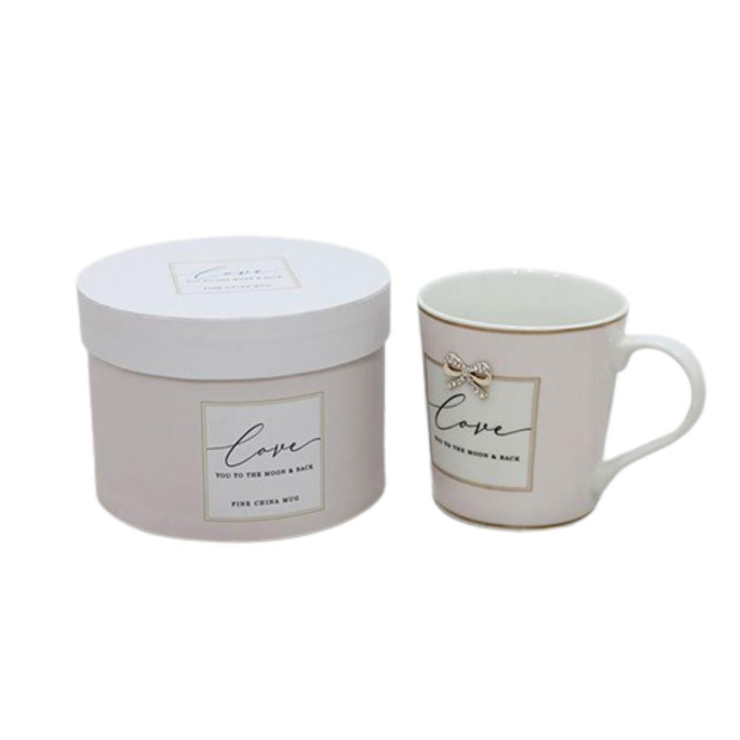 Fine China Mug with Encrusted Bow Embellishment