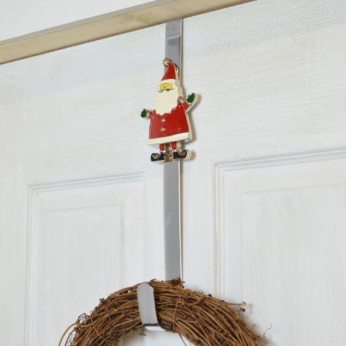 Metal Christmas Wreath Door Hanger - Santa