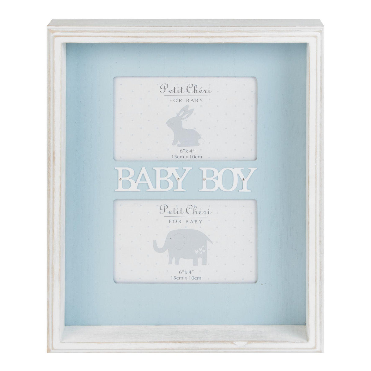 Petit Cheri Double Box Photo Frame 6x4" - Baby Boy