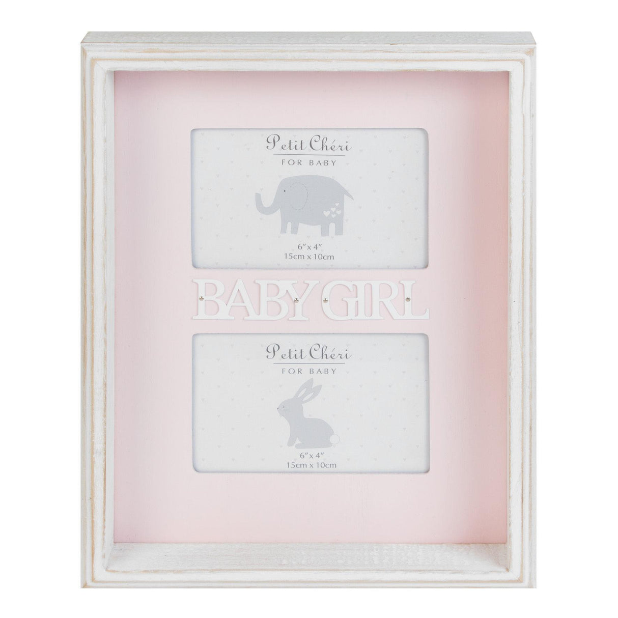 Petit Cheri Double Box Photo Frame 6x4" - Baby Girl