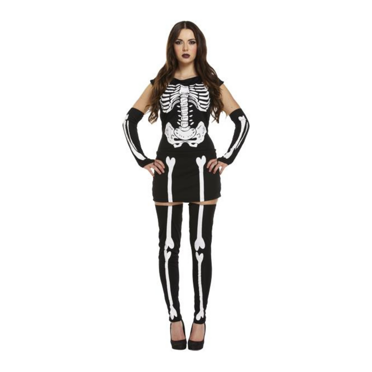 Skeleton Lady Fancy Dress Costume Size 12-14