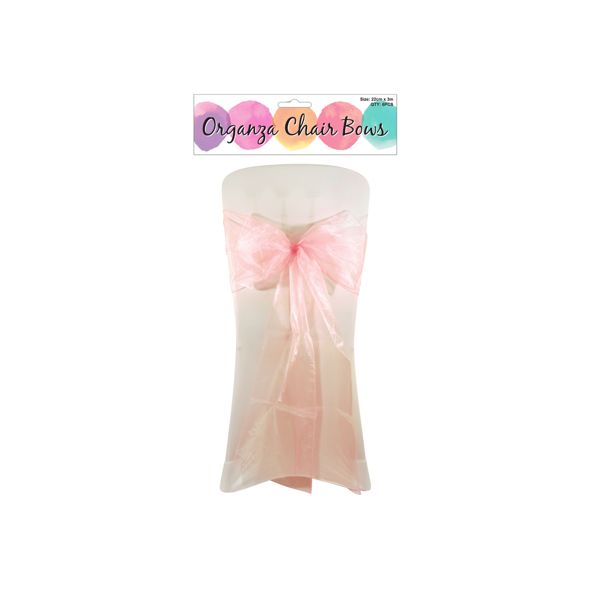 Organza Chair Bow 22cm x 3m (Pale Pink)