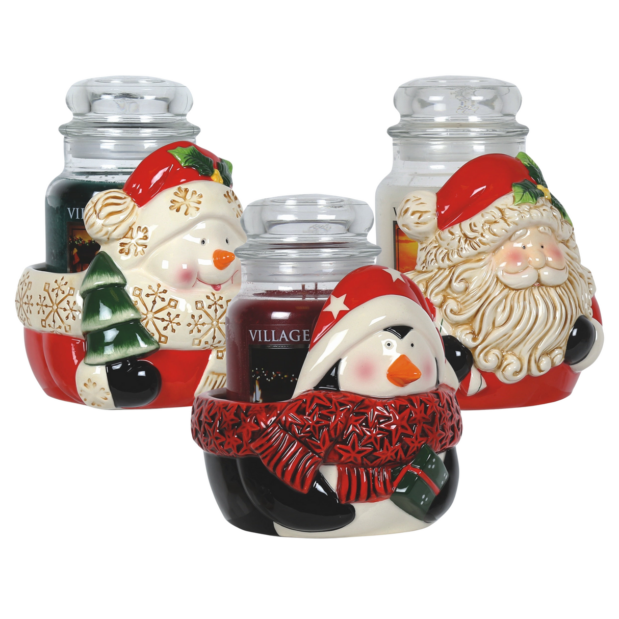 Aroma Large Jar Candle Holder: Santa Snowman or Penguin