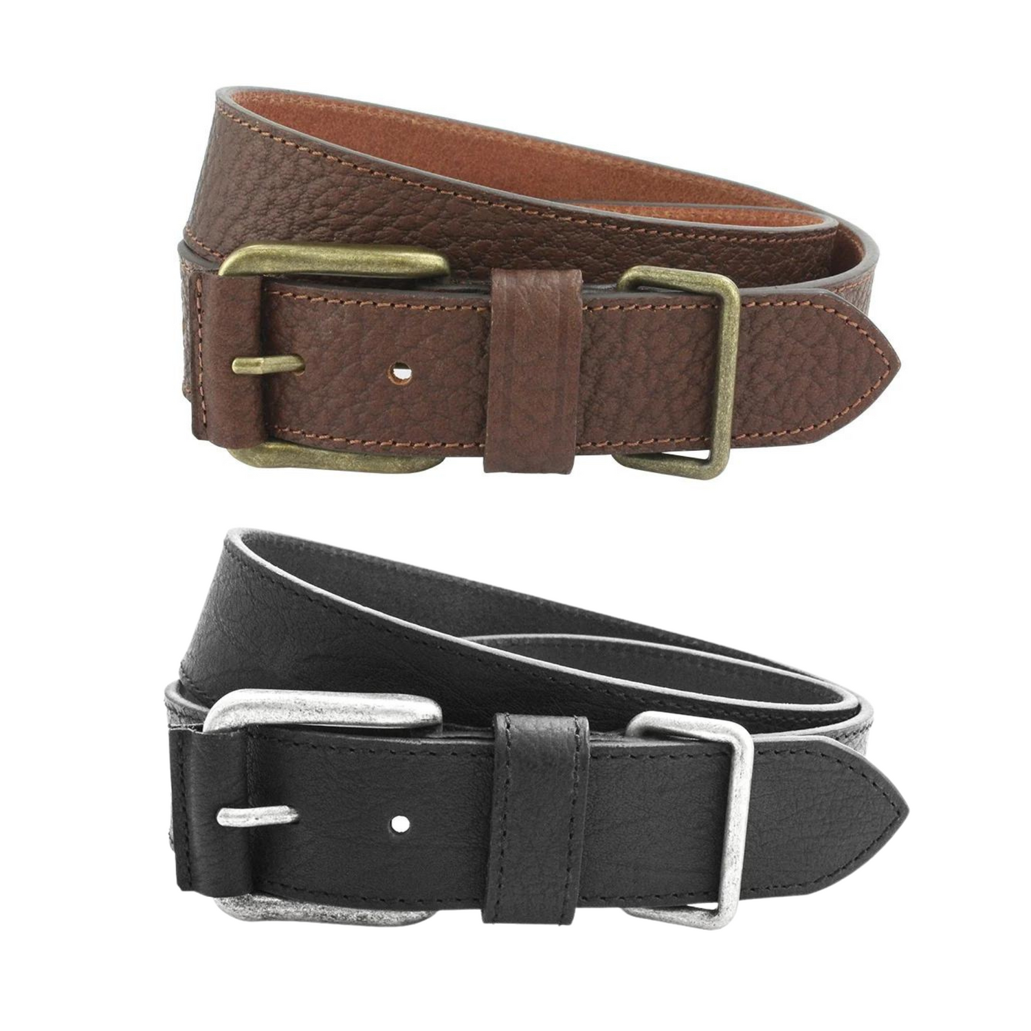 Full Grain Leather Belt with Metal Keeper