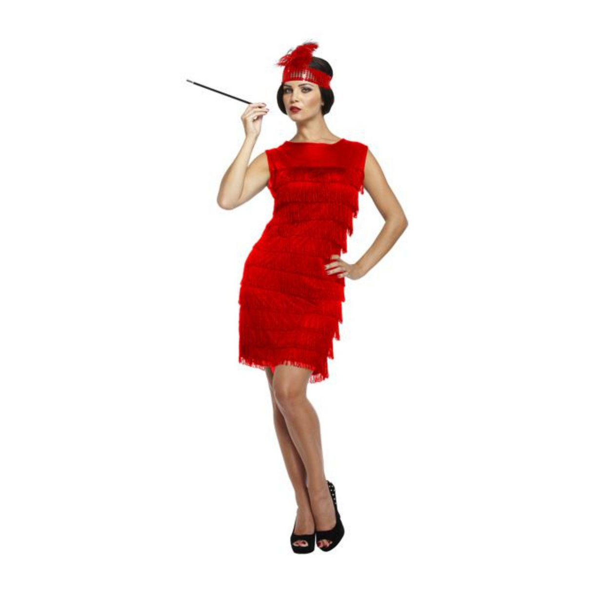 1920s Red Flapper Fancy Dress Outfit Size 10-12