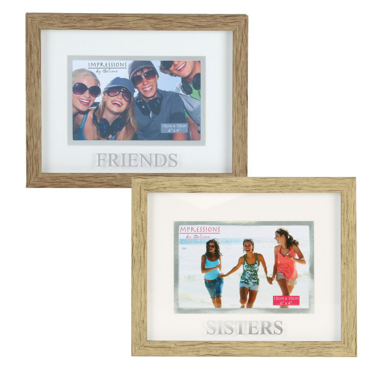 Natural Wood Effect Photo Frame 6x4" - Sisters or Friends
