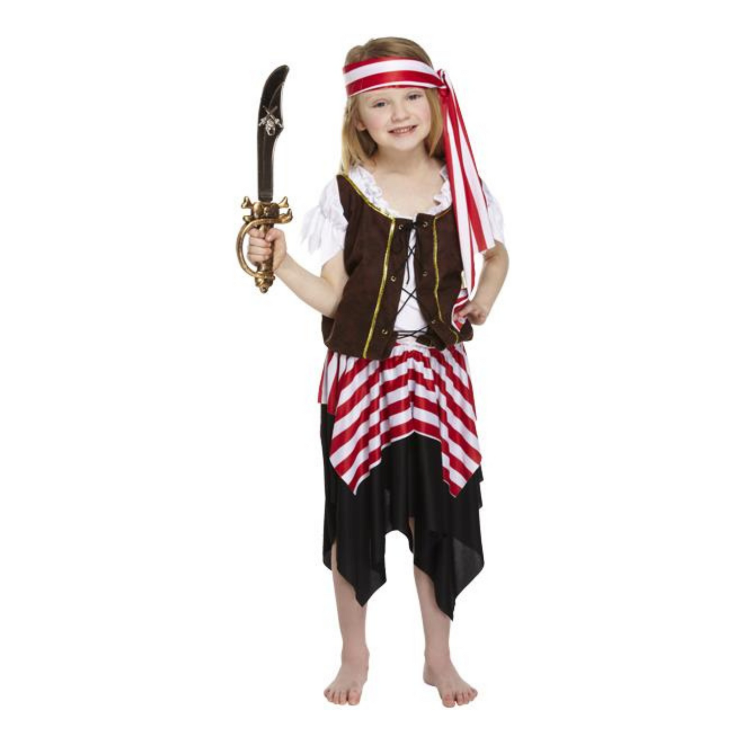 Childs Buccaneer Pirate Girl Costume Age 4-12 Years