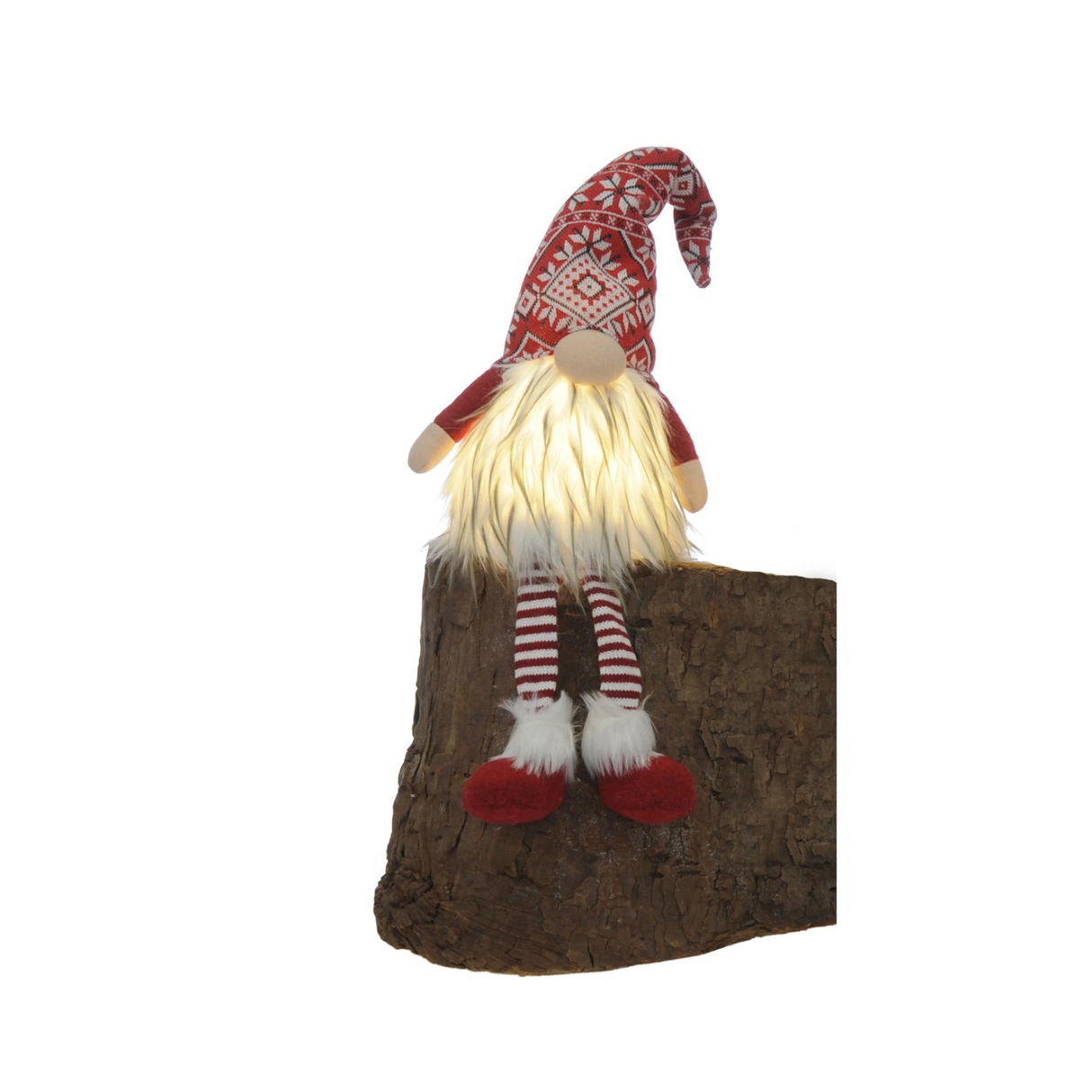 Christmas Decoration - Dangly Leg Skandi Lit Gonk 53cm (Battery Operated) red