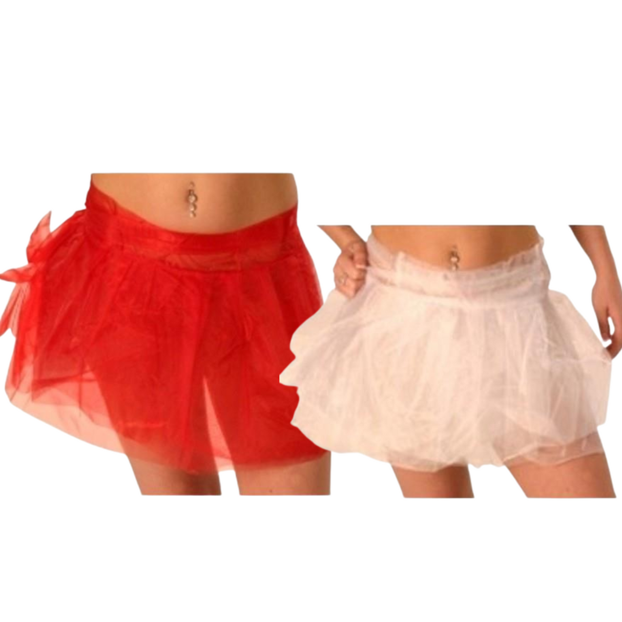 Tutu - Tie On - Fits Up To 44" Waist White or Red