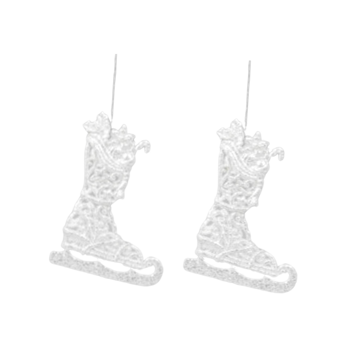 Christmas Tree Hanging Decorations - Glitter Ice Skate Pack of 2