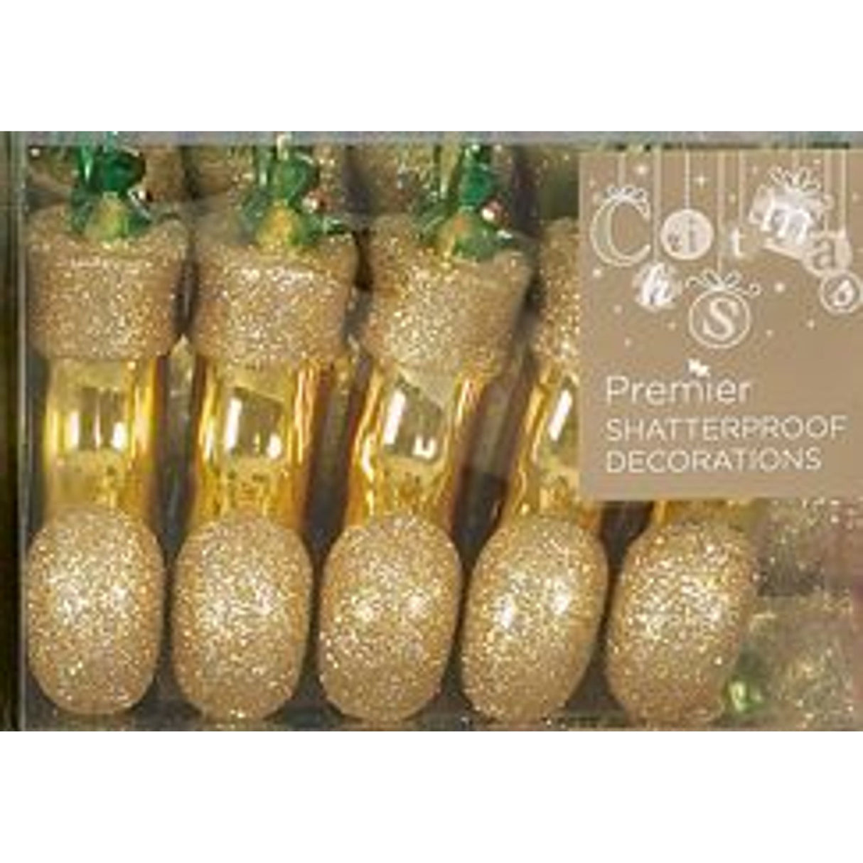 Christmas Tree Baubles - Shatterproof Bootee - Pack Of 5 gold