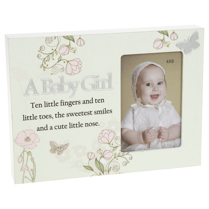 Reflections Floral Photo Frame 4x6" - Baby Girl