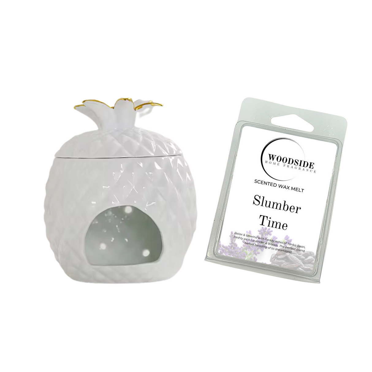 Woodside Home Living Pineapple Design Tealight Burner With Free Wax Melt, slumber time