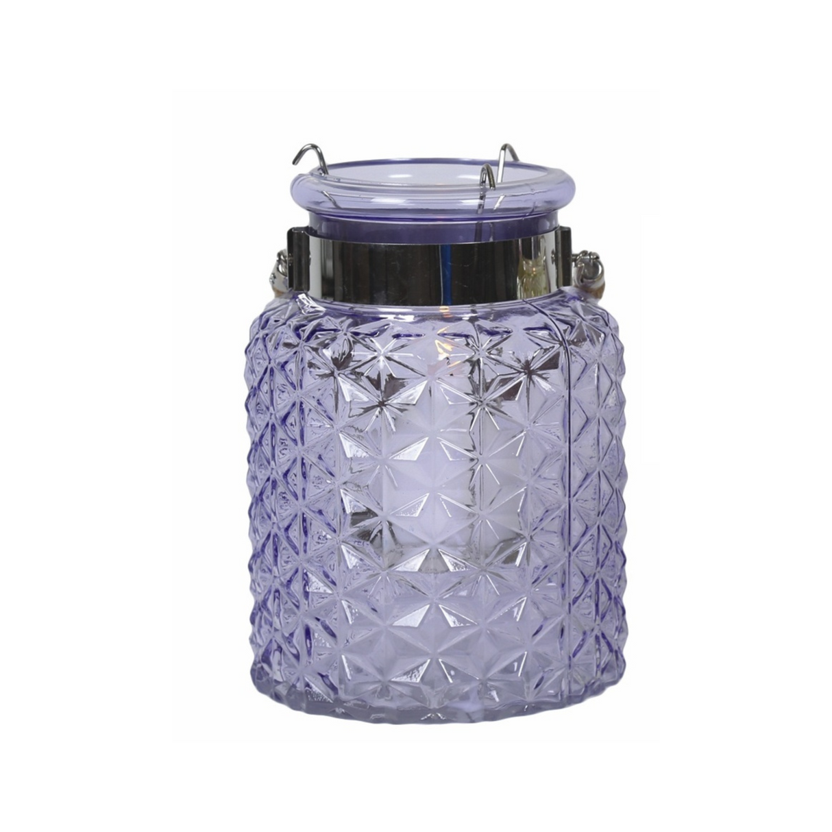 Glass Lantern Candle Holder - Purple