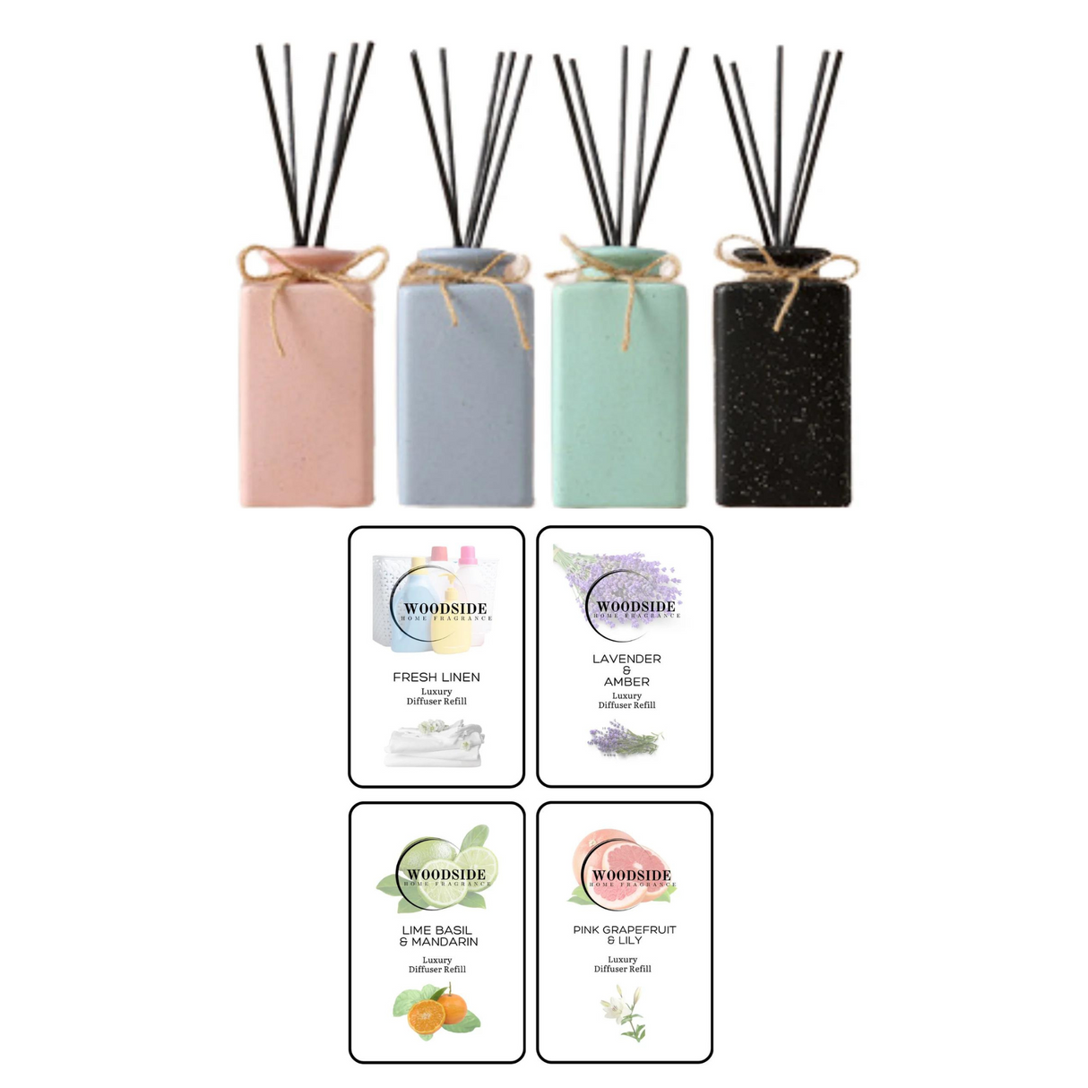 Build Your Own Gift Box Woodside Pastel Reed Diffuser Vases & Fragrance Refill