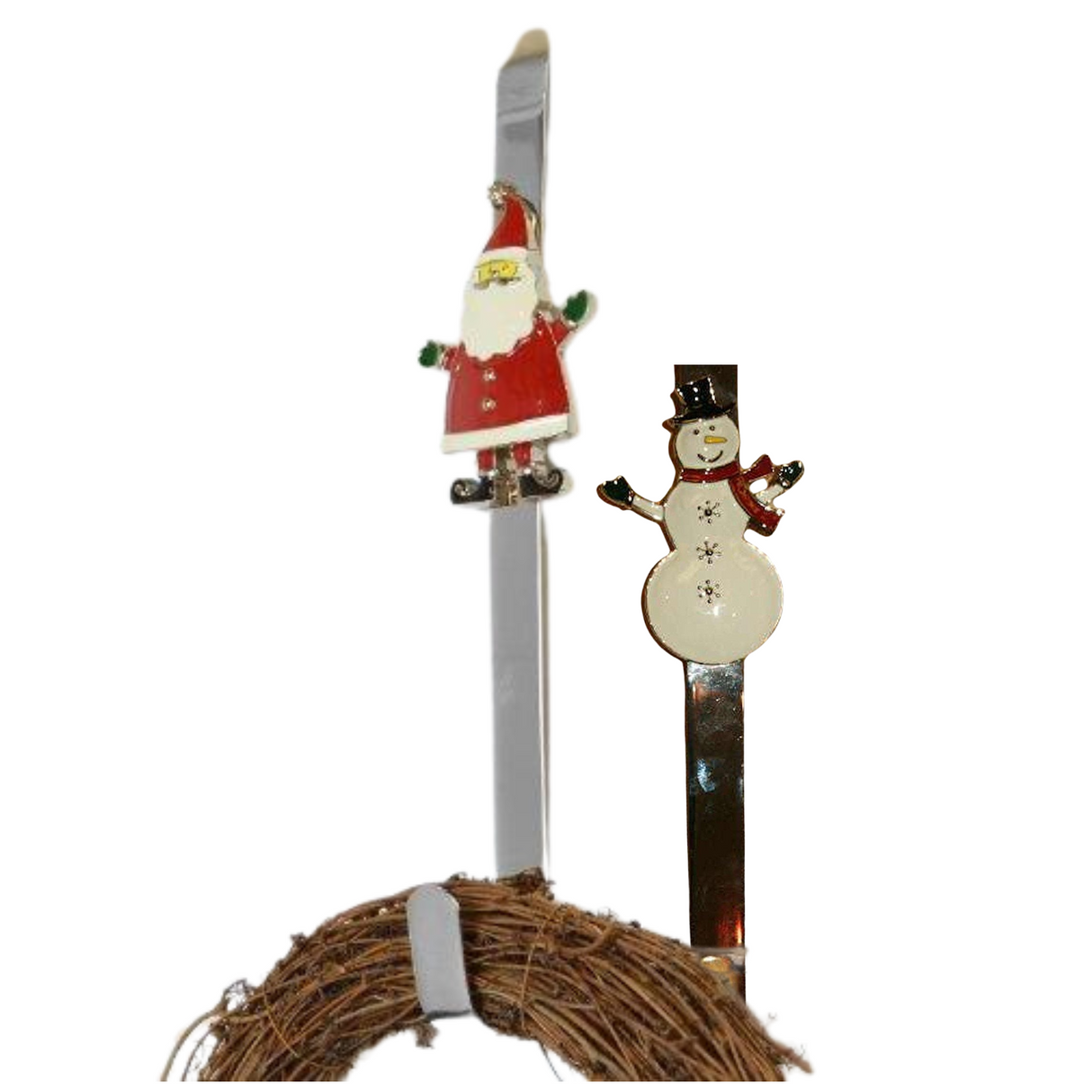 Metal Christmas Wreath Door Hanger - Santa or Snowman