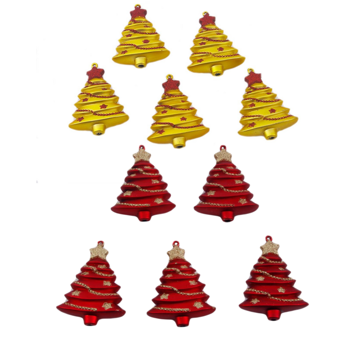 Christmas Tree Hanging Decorations - Red or Gold Christmas Tree Pack of 5