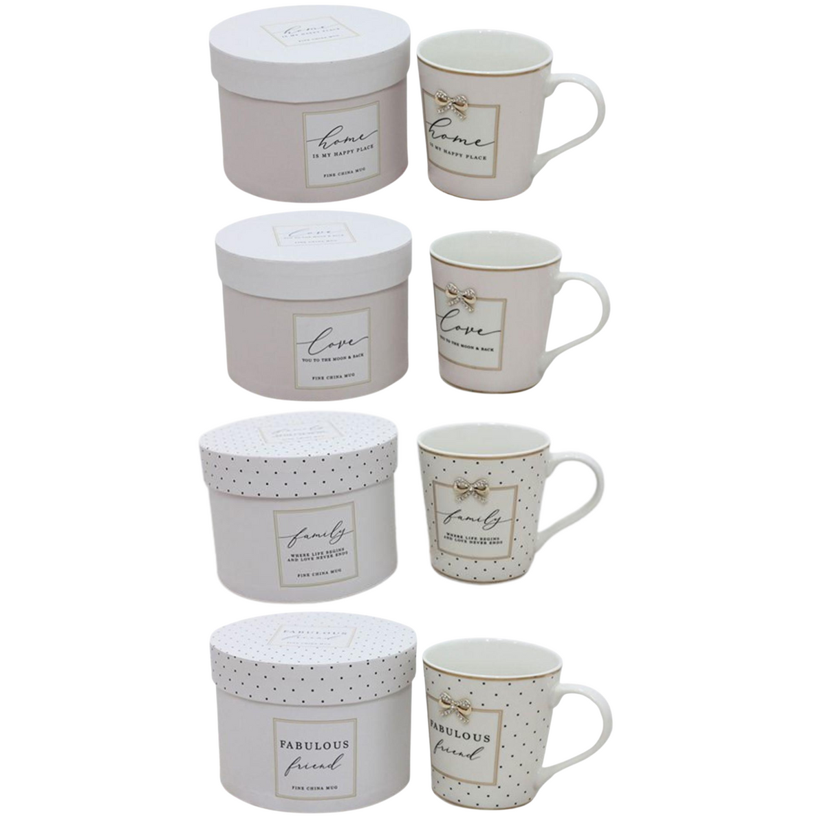 Fine China Mug with Encrusted Bow Embellishment