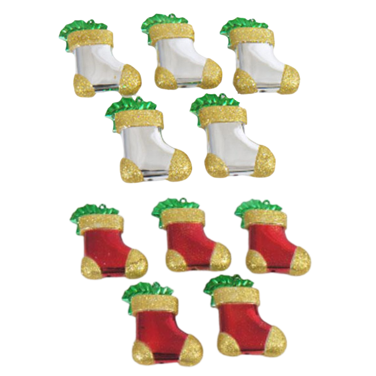 Christmas Tree Baubles - Shatterproof Bootee - Pack Of 5