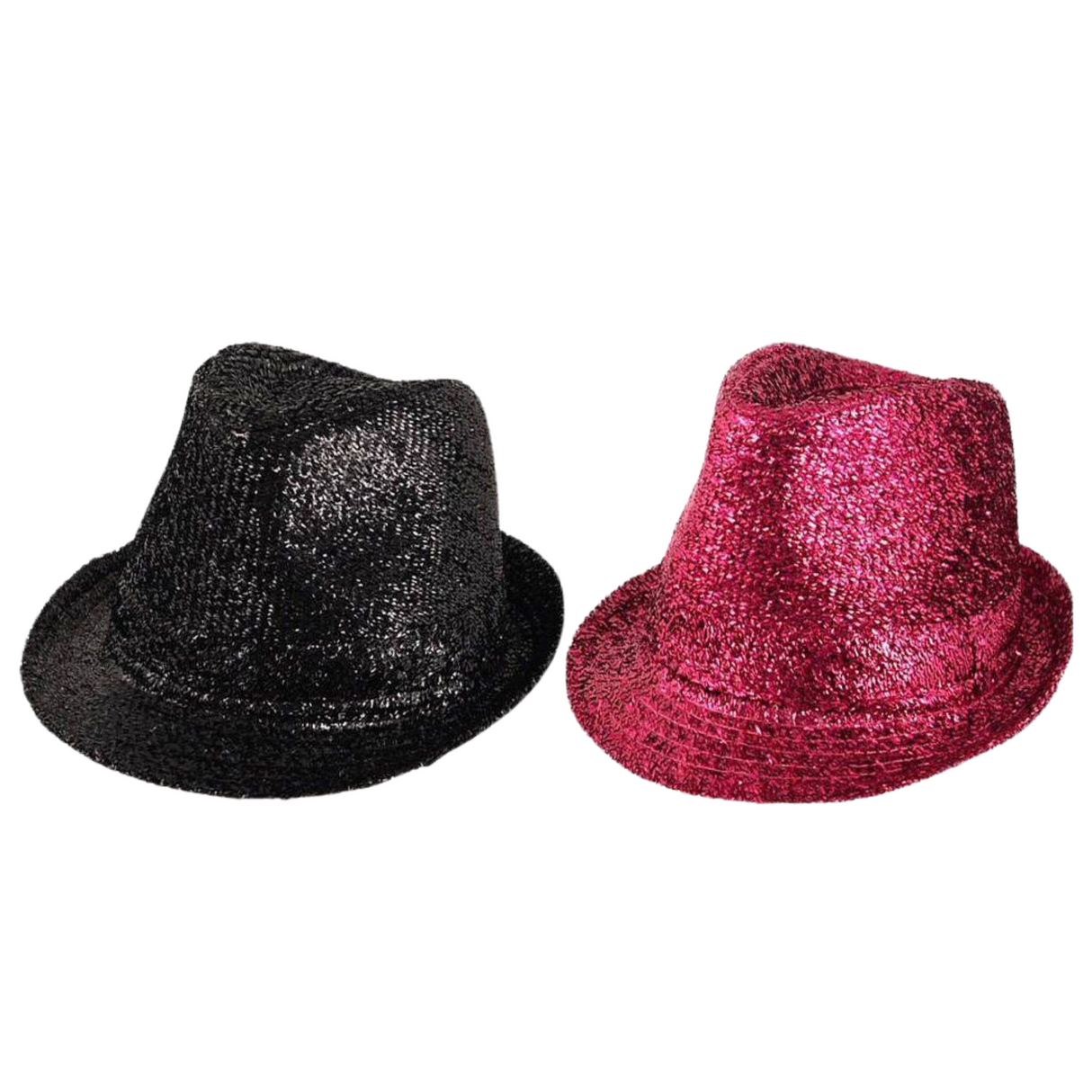 Tinsel Gangster Trilby Hat Fancy Dress Black or Pink