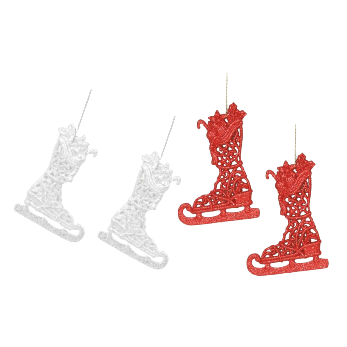 Christmas Tree Hanging Decorations - Glitter Ice Skate Pack of 2