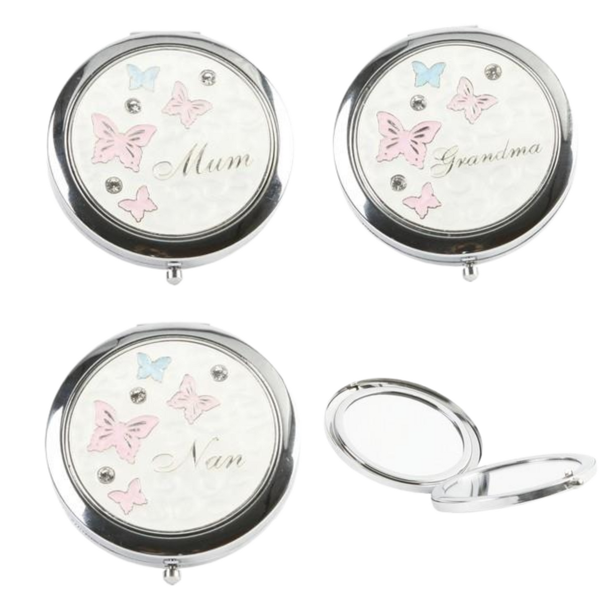 Compact Mirror with Butterfly Pattern Mum Grandma Nan Sentiment