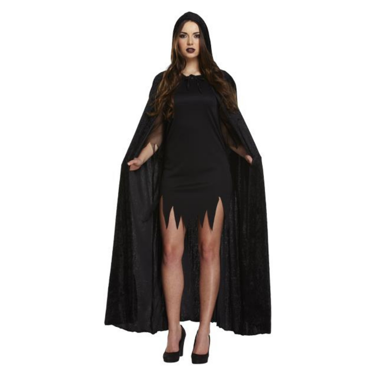 Velvet Hooded Devil Cape (Black)