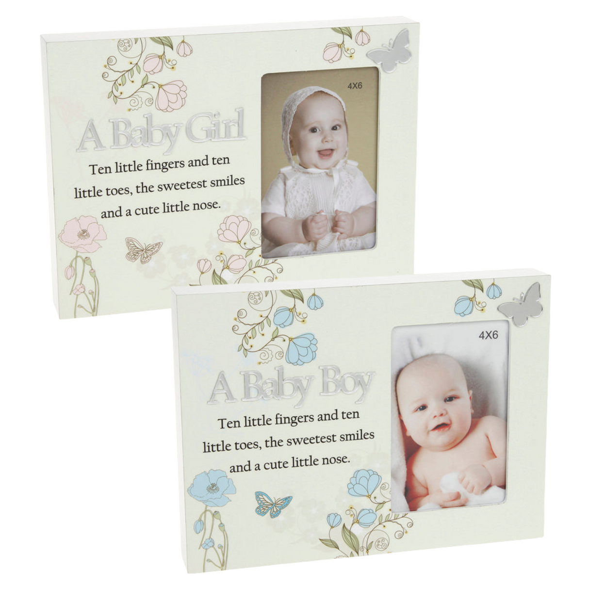 Reflections Floral Photo Frame 4x6" - Baby Girl or Baby Boy