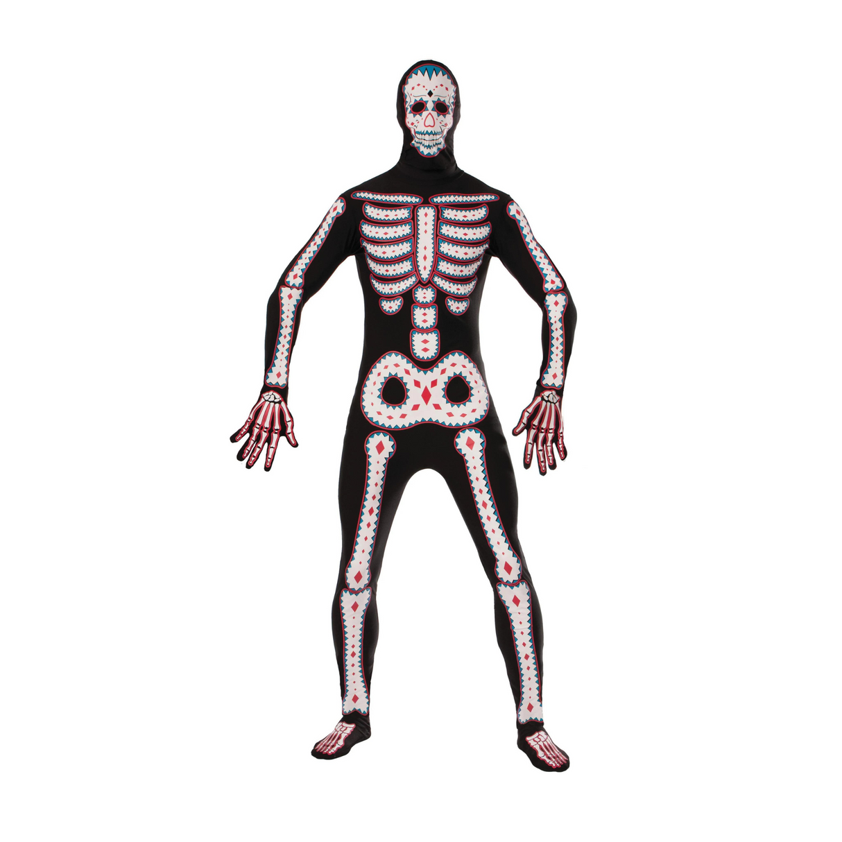 Day of the Dead Disappearing Man Skin Tight Fancy Dress Costume