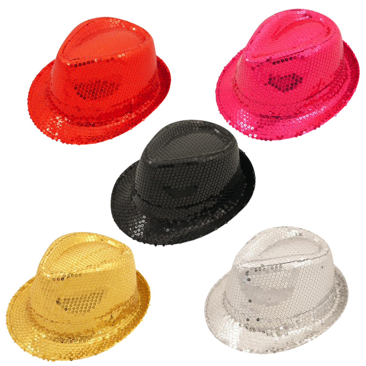 Sequin Gangster Trilby Hat Fancy Dress Hat - Various Colours