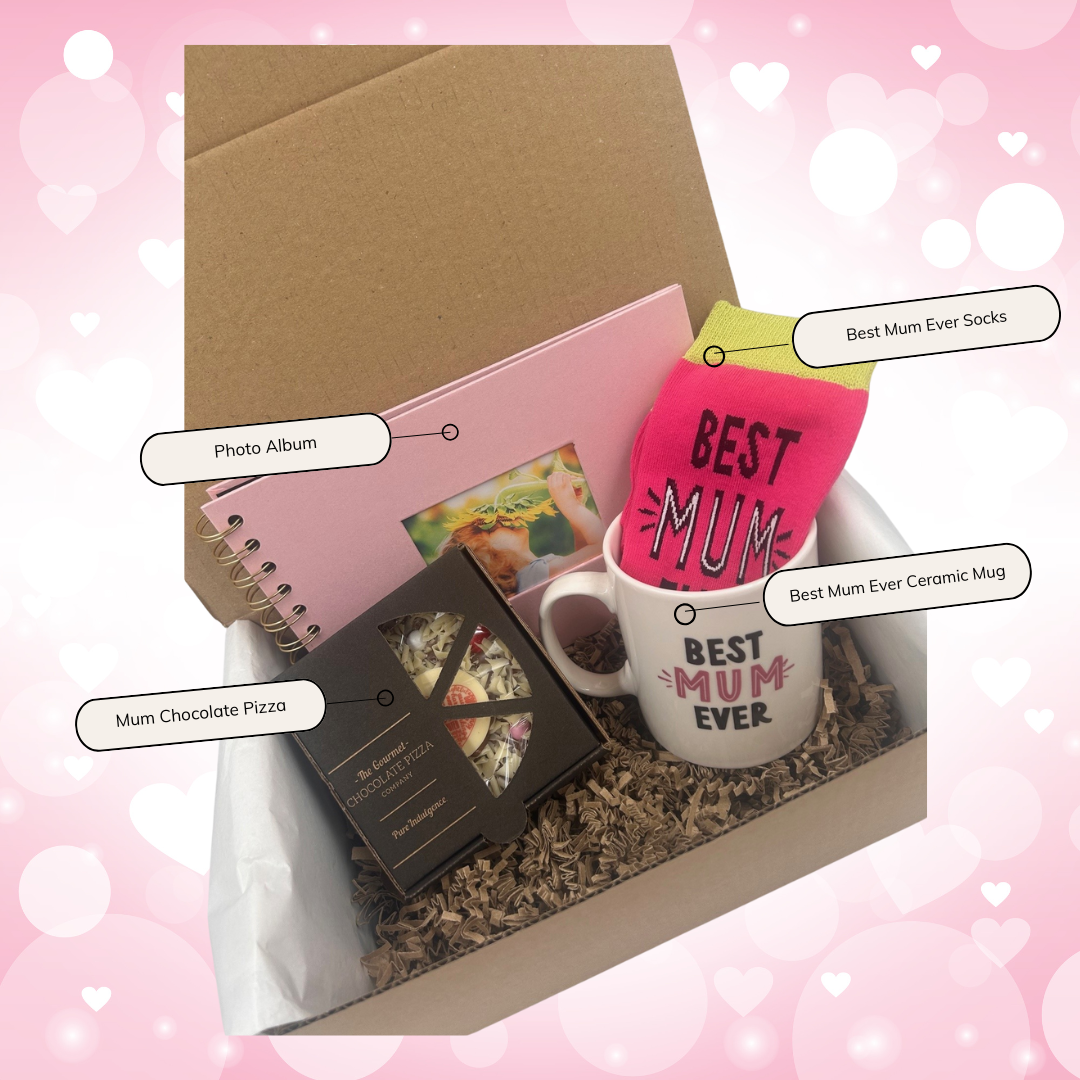 Mum - Mug Socks Chocolate Pizza & Photo Album Treat Gift Box