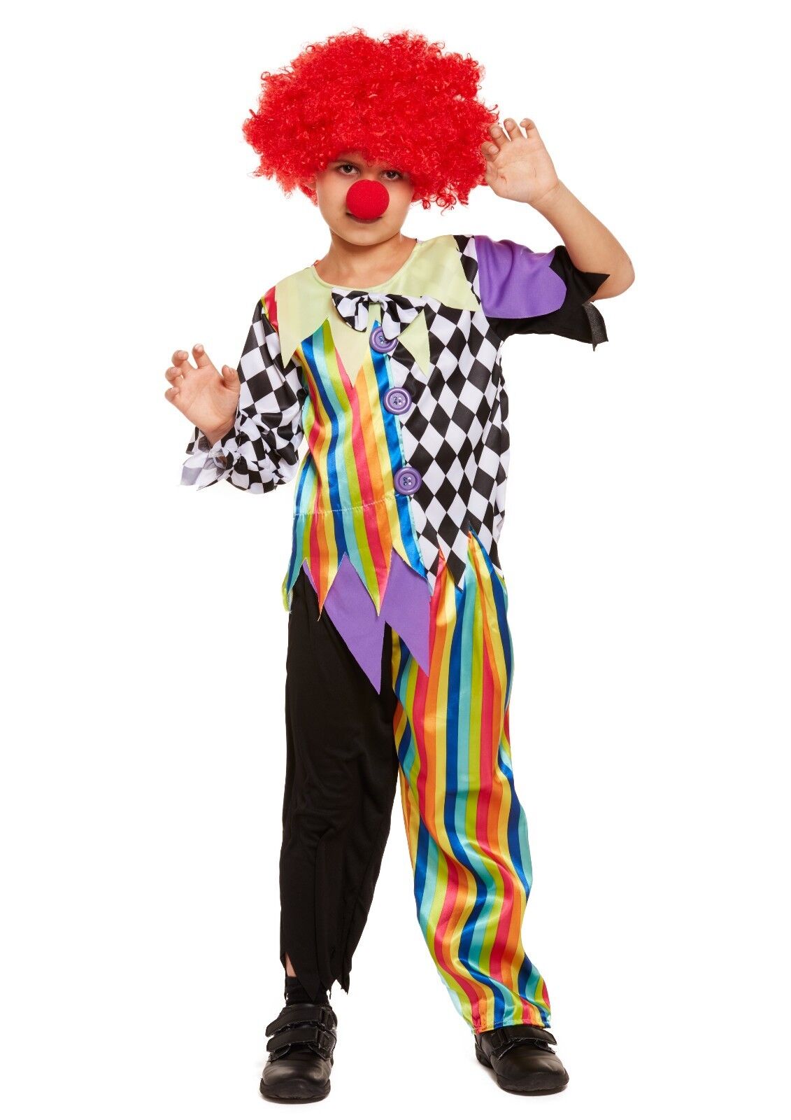 Childs Halloween Clown Horror Fancy Dress Outfit Costume Age 4-9 Years