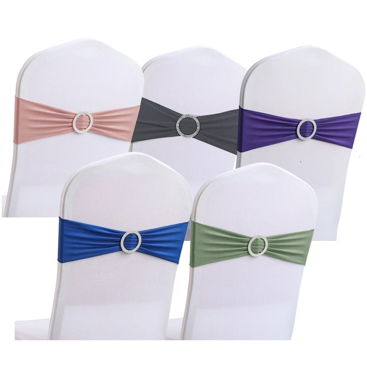 Stretch Chair Cover Band with Buckle Slider - Various Colours